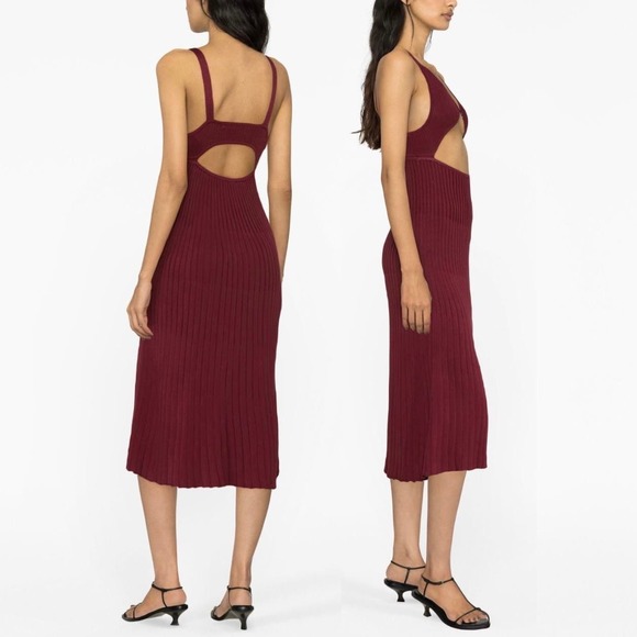 Thebe Magugu Wine Red Rib-Knit Cut-Out Midi Dress - XS - NWT - Picture 8 of 8